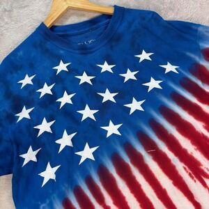 Liquid Blue USA Flag Tie Dye Tee 02 Patriotic Stars Stripes Red White Blue 2XL